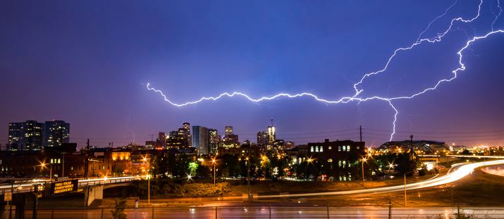 Lightening In City