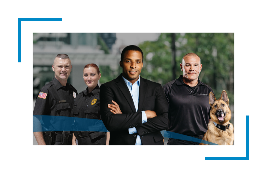 officers in uniform with dog