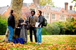 students walking on college campus