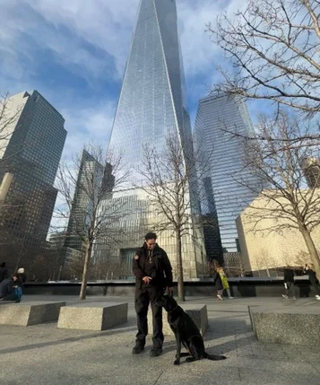 Man with canine