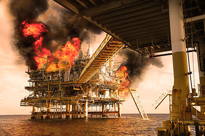 Oil rig on fire