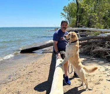 Man with canine