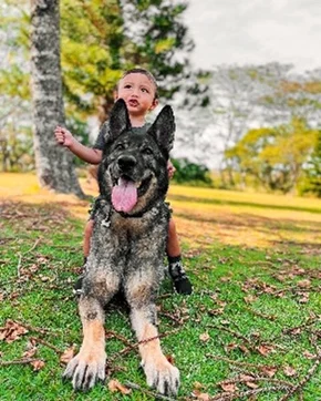 kid with canine