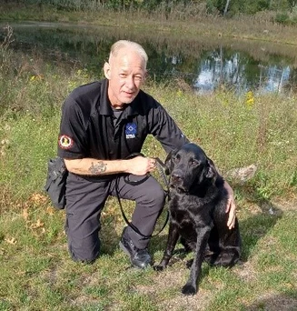 Man with canine