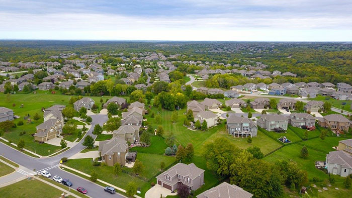 aerial view of a neighborhood