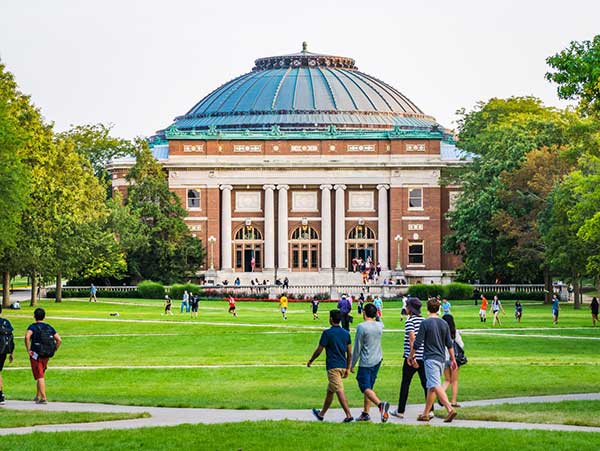 Students walking on campus